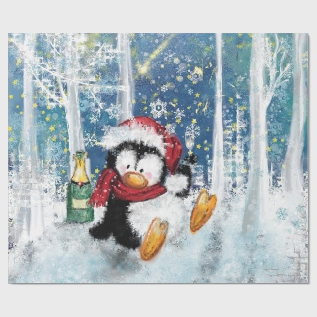 Lycklig Penguin - jul Presentpapper (Platt)