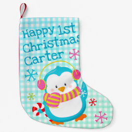 Lycklig Penguin Modern Baby 1:a jul Liten Julstrumpa