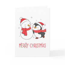 Lycklig Penguin och Snögubbe God jul