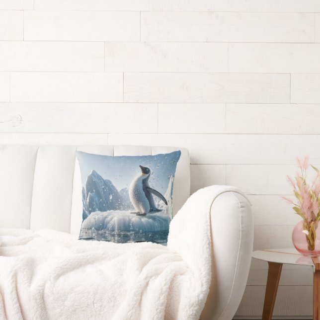 Lycklig Penguin på ett isberg Kudde (Soffa)