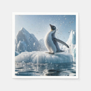 Lycklig Penguin på ett isberg Pappersservett