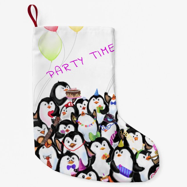 Lycklig Penguins julklapp Liten Julstrumpa (Framsidan)
