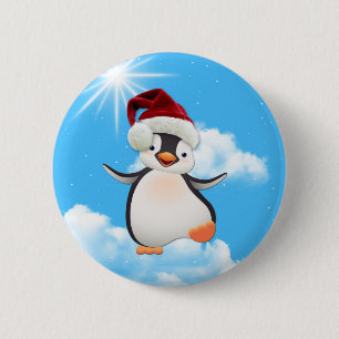 Lycklig, Penguins och Santa-hat Knapp