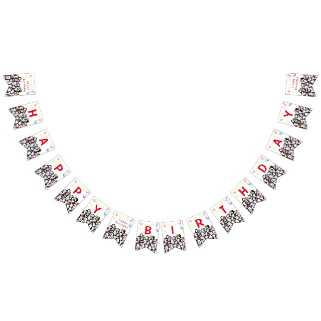 Lycklig Penguins Party Roligt Teckning - Grattis p Vimplar (Alla)