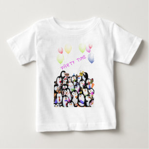 Lycklig Penguins Party Tecknad Teckning - Cute T Shirt