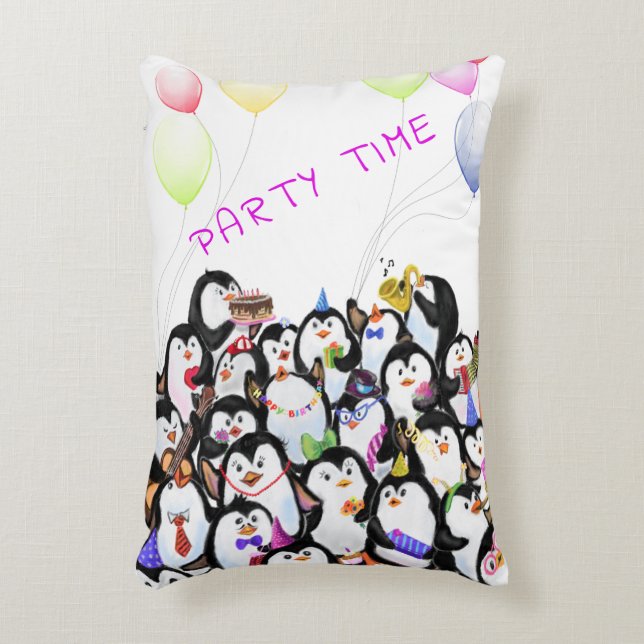Lycklig Penguins Pillow - Anpassningsbar Prydnadskudde (Framsidan(Vertikal))