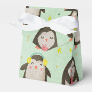 Lycklig Penguins Wearing Santa Hats w/Ear Muffs Presentaskar