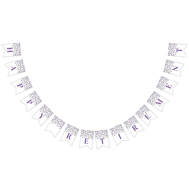 Lycklig Pension Banner Black Lila Confetti Vimplar (Alla)