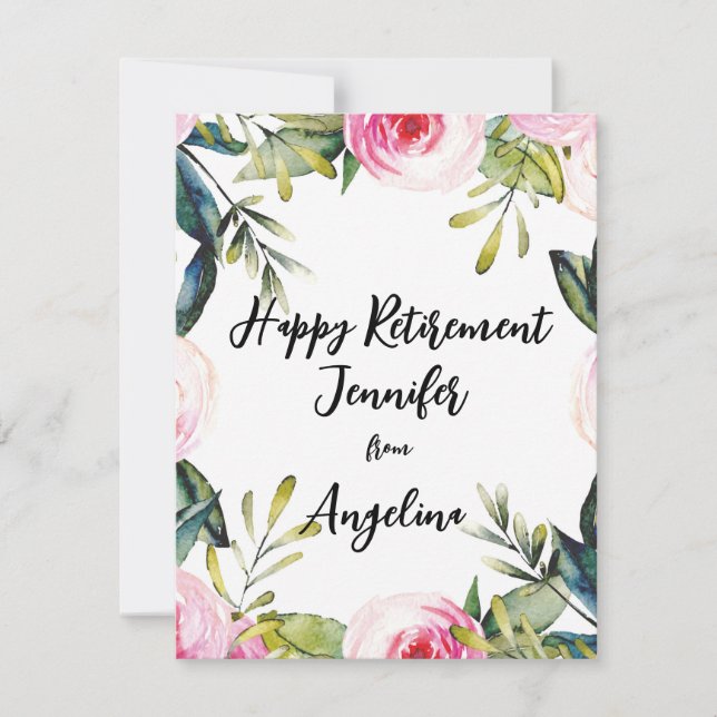 Lycklig Pension Blommigt Watercolor Cursive Script (Framsida)