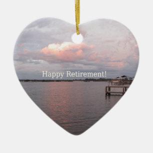 Lycklig pension - cederträ nyckel- Florida Julgransprydnad Keramik