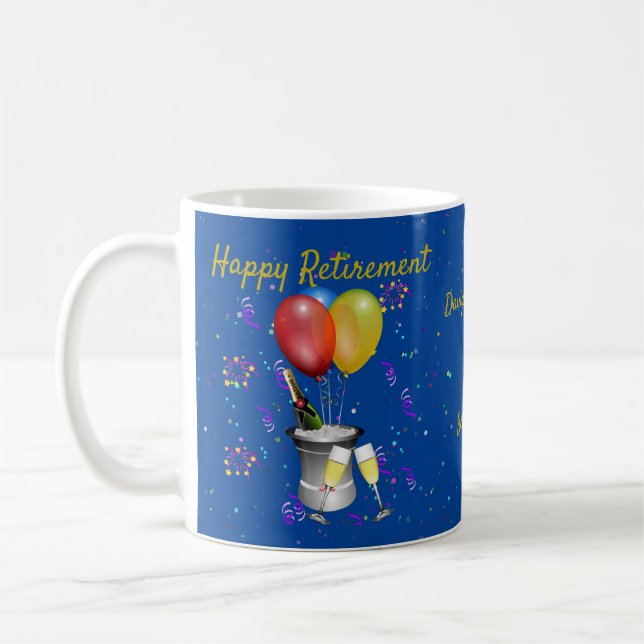 Lycklig Pension Firande Blue Kaffemugg (Vänster)