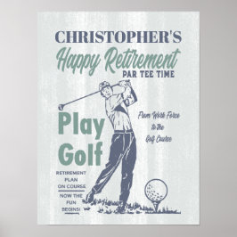 Lycklig Pension Funny Retro Golf Party Poster