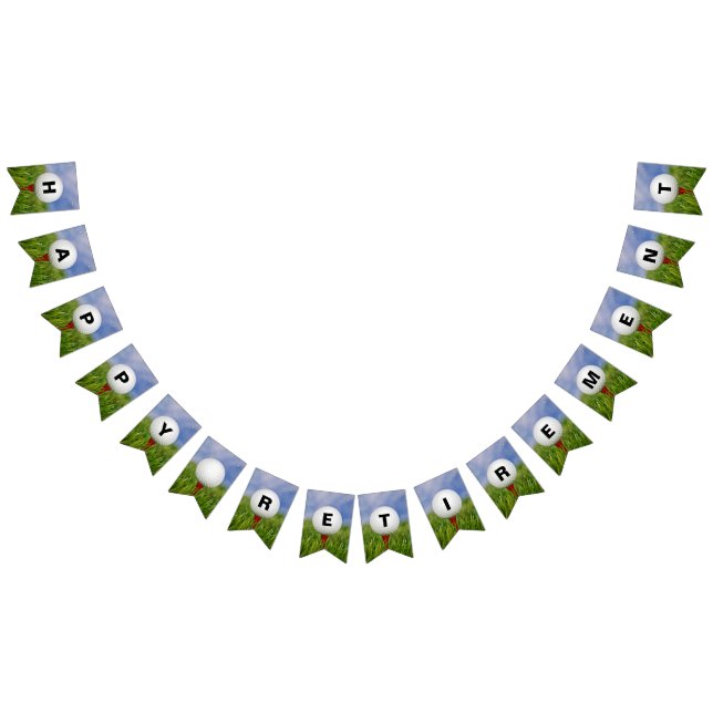 Lycklig Pension-golf boll på gräs Vimplar (Alla)