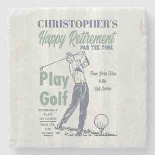 Lycklig Pension Golfer Theme Retro Golf Stenunderlägg