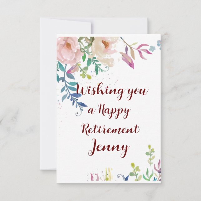 Lycklig Pension Grattis Blommigt Önskemål (Framsida)