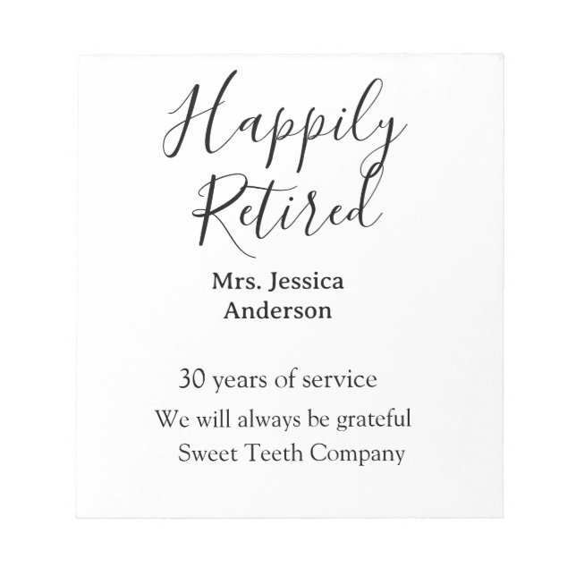 Lycklig pension lägger till namn-tjänstens pension anteckningsblock (Framsida)