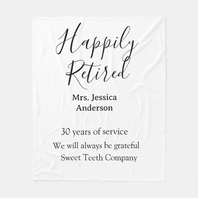 Lycklig pension lägger till namn-tjänstens pension fleecefilt (Framsidan)