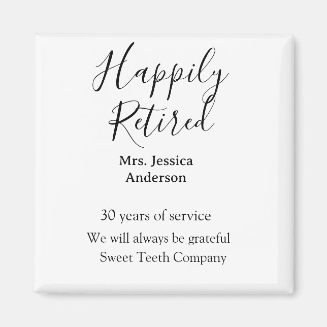 Lycklig pension lägger till namn-tjänstens pension magnet (Framsidan)