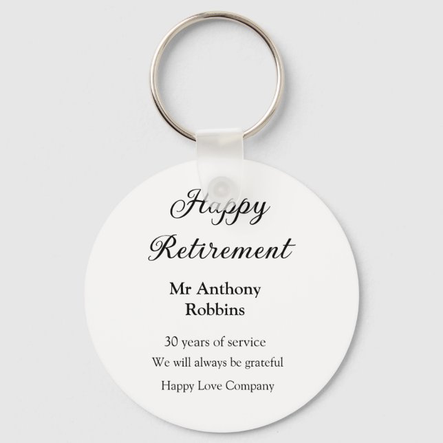 Lycklig pension lägger till namn-tjänstens pension nyckelring (Framsida)