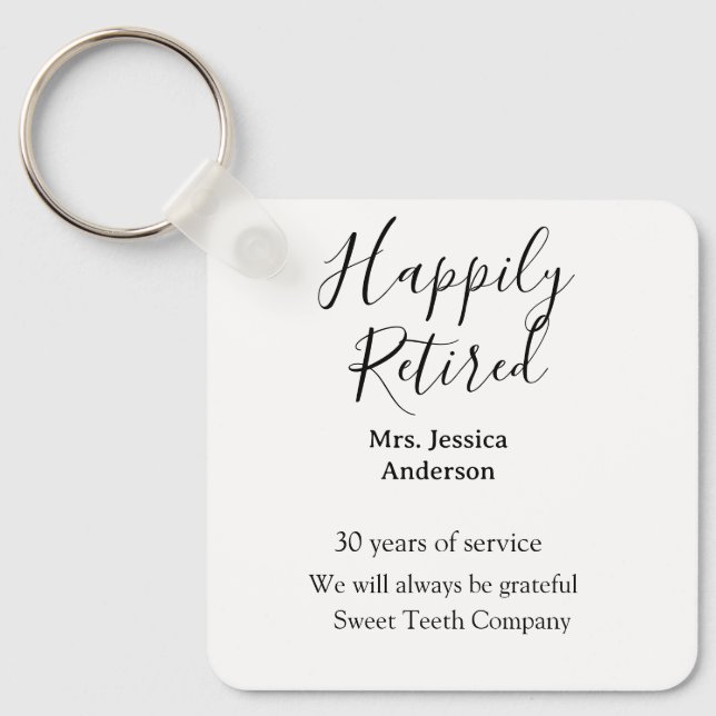Lycklig pension lägger till namn-tjänstens pension nyckelring (Framsida)