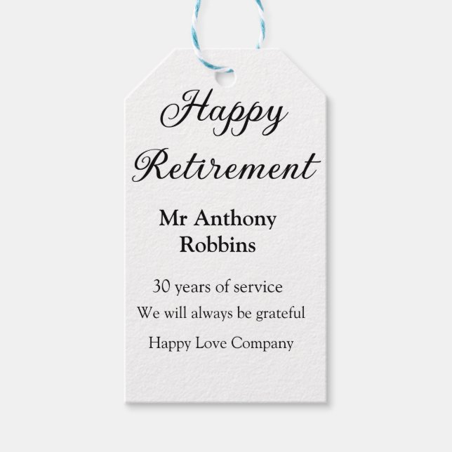 Lycklig pension lägger till namn-tjänstens pension presentetikett (Framsidan)