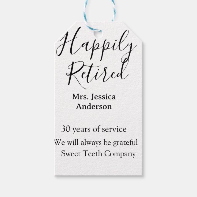 Lycklig pension lägger till namn-tjänstens pension presentetikett (Framsidan)