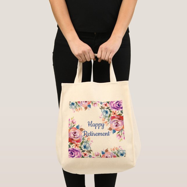 Lycklig Pension Large Tote Bag Jumbo Tygkasse (Happy Retirement Floral Tote Bag, Machine washable!)