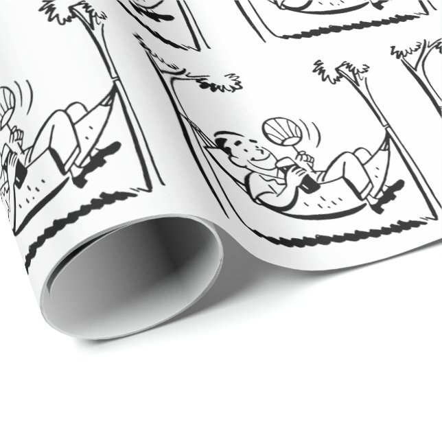 Lycklig Pension Man i Hammock Presentpapper (Rullad Hörn)