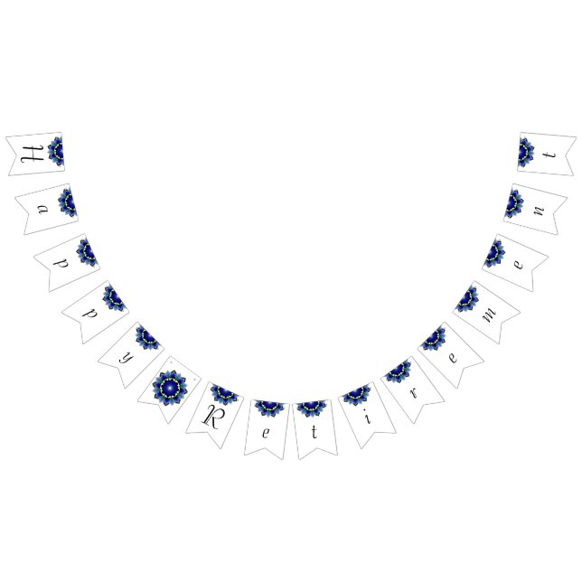 Lycklig Pension. Mandala på mörk blått Vimplar (Alla)