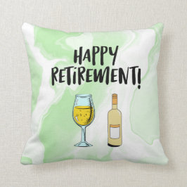 Lycklig pension med vin glas flaska pensionerad  kudde