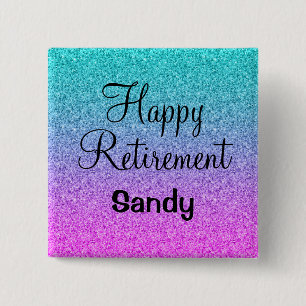 Lycklig Pension Ombre Rosa Blue Lila Glitter Knapp