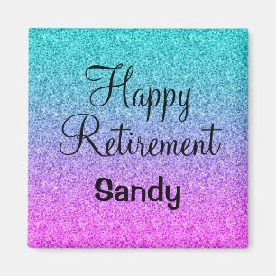 Lycklig Pension Ombre Rosa Blue Lila Glitter Magnet