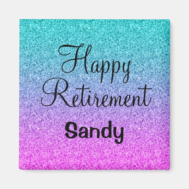 Lycklig Pension Ombre Rosa Blue Lila Glitter Magnet (Framsidan)