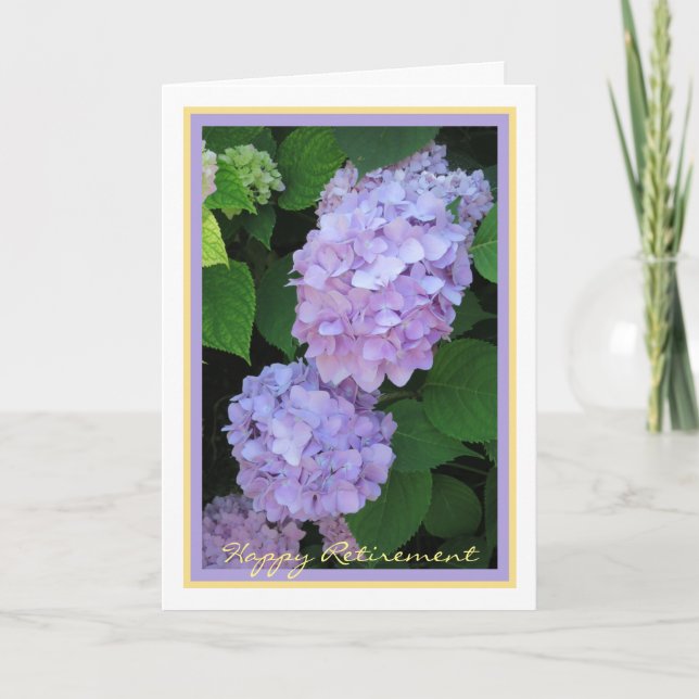 Lycklig Pension Önskemål Lila Hydrangeas Elegant Kort (Framsida)