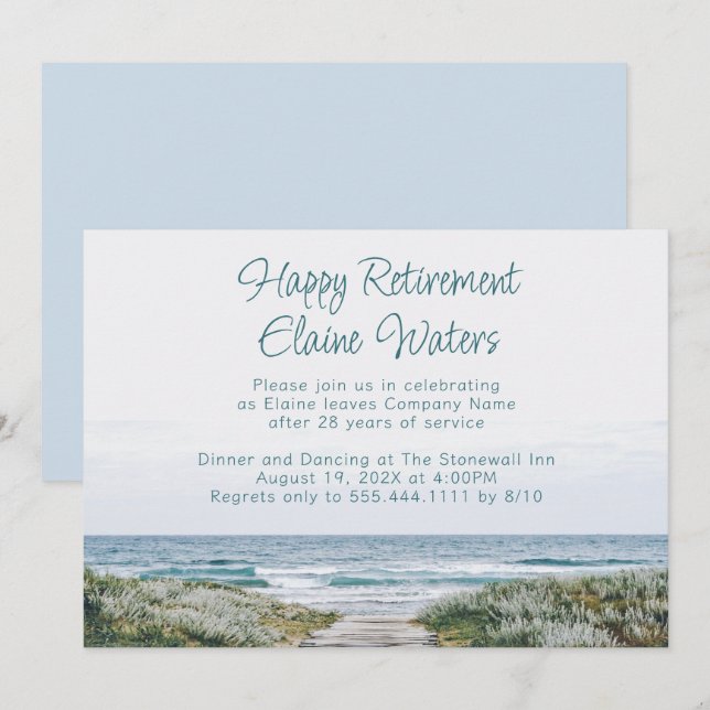 Lycklig Pension Party Inbjudningar (Fram/baksida)