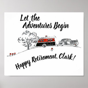 Lycklig Pension Party undertecknar Retro Camper Äv Poster