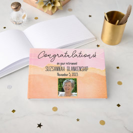 Lycklig Pension Pastel Orange Watercolor Anpassnin Gästböcker