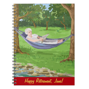 Lycklig Pension personalize (Dam i Hammock) Anteckningsbok