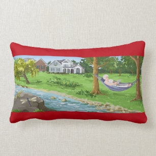 Lycklig Pension personalize (Dam i Hammock) Lumbarkudde