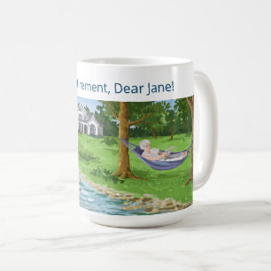 Lycklig Pension Personlig Namn Dam i Hammock Kaffemugg