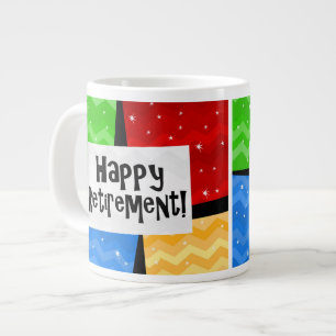 Lycklig Pension, primärt Färg kvadrat, Party Jumbo Mugg