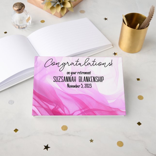 Lycklig Pension Rosa Vita vattenfärgen Anpassnings Gästböcker (Framsida öppen)