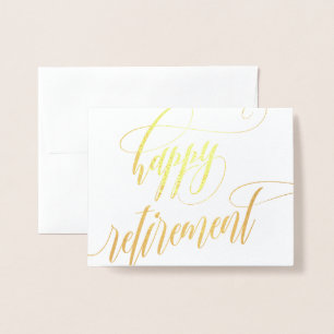 Lycklig Pension Swirly Calligraphy Folierat Kort