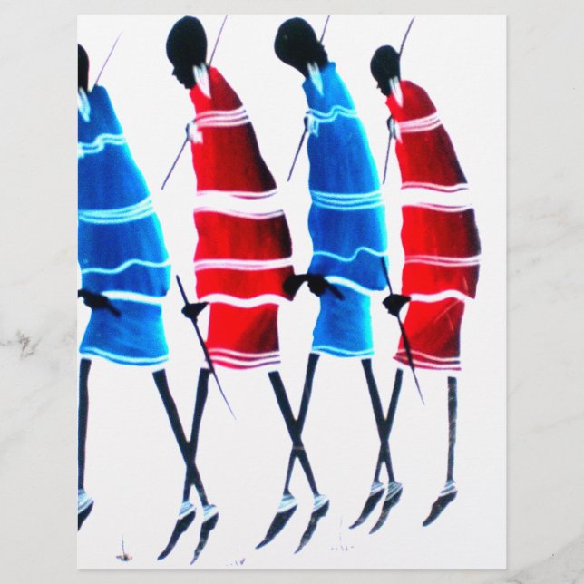 Lycklig People Maasai Warriors Walking Art Print (Framsida)