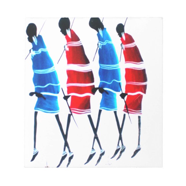 Lycklig People Maasai Warriors Walking Art Print Anteckningsblock (Framsida)