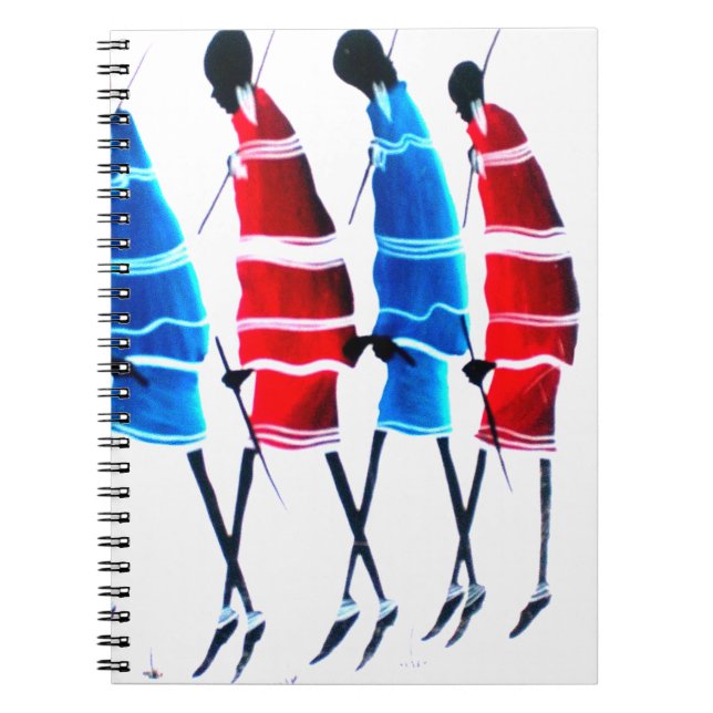 Lycklig People Maasai Warriors Walking Art Print Anteckningsbok Med Spiral (Framsidan)