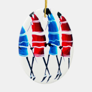 Lycklig People Maasai Warriors Walking Art Print Julgransprydnad Keramik