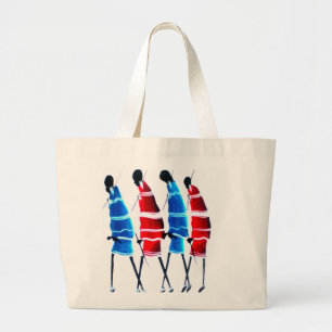 Lycklig People Maasai Warriors Walking Art Print Jumbo Tygkasse