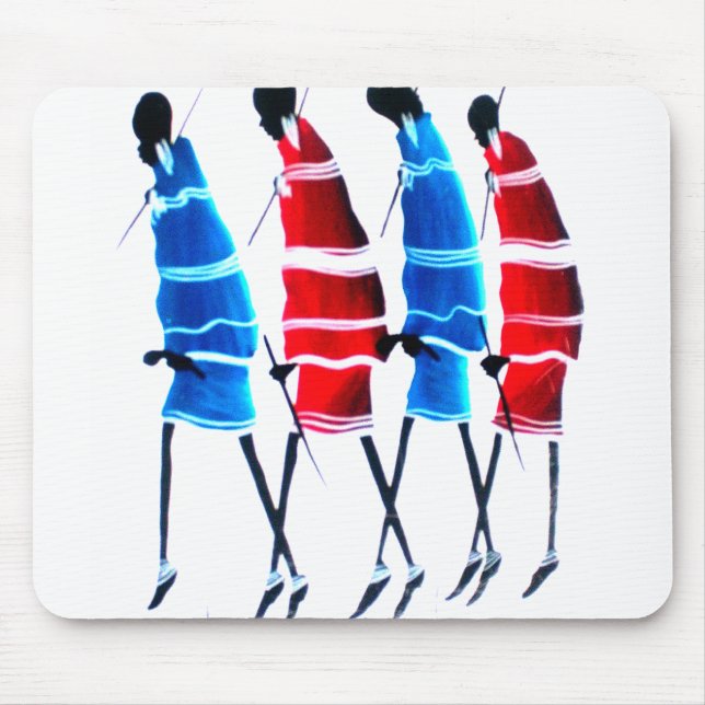 Lycklig People Maasai Warriors Walking Art Print Musmatta (Framsidan)
