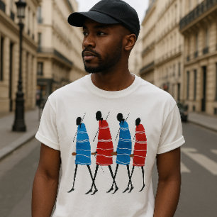 Lycklig People Maasai Warriors Walking Art Print Tee Shirt